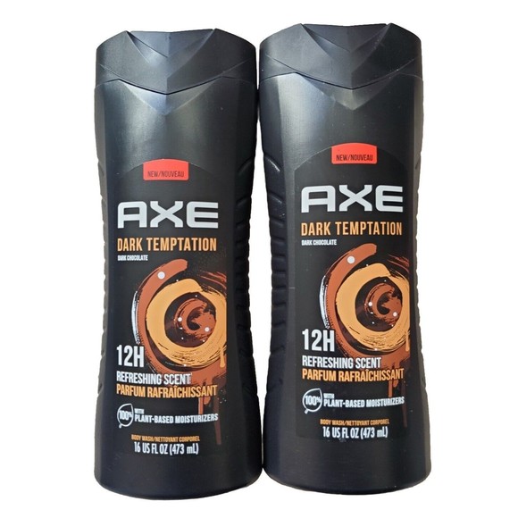 2x AXE Body Wash Dark Temptation Dark Chocolate 12 Hour Refreshing Scent 16 Oz - Picture 1 of 2